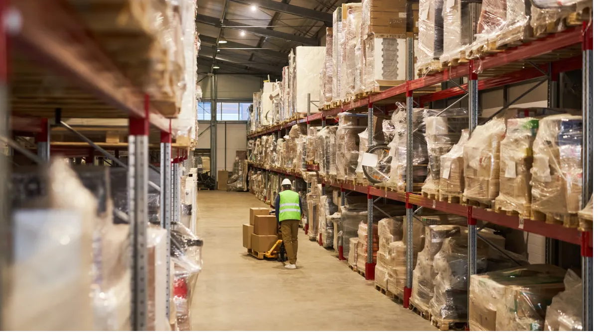 Bulk-packaged turbochargers stacked in a wholesale warehouse ready for distributor shipment